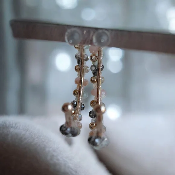 Fashion Jewelry Pastel Beaded Hoop Earrings - Picture 4 of 4